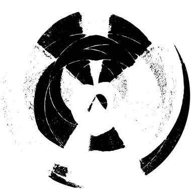 Grunge Yuvarlak Elementi. Yaratıcı Grafik Tasarımı İçin Soyut Çember Boyama. Tehlike Doku Arkaplanı. Bir Kaleydoskop 'un geometrik elementlerine sahip bir halka biçiminde arkaplan.