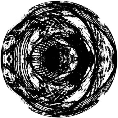 Grunge Yuvarlak Elementi. Yaratıcı Grafik Tasarımı İçin Soyut Çember Boyama. Tehlike Doku Arkaplanı. Bir Kaleydoskop 'un geometrik elementlerine sahip bir halka biçiminde arkaplan.