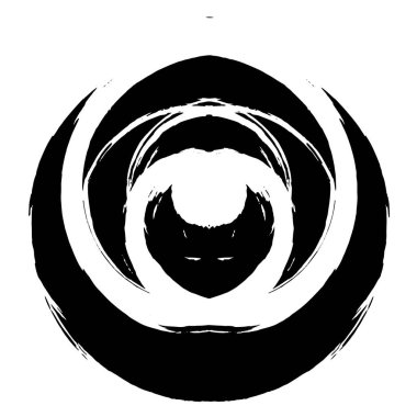 Grunge Yuvarlak Elementi. Yaratıcı Grafik Tasarımı İçin Soyut Çember Boyama. Tehlike Doku Arkaplanı. Bir Kaleydoskop 'un geometrik elementlerine sahip bir halka biçiminde arkaplan.