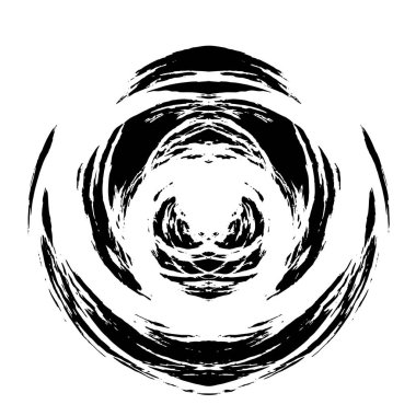 Grunge Yuvarlak Elementi. Yaratıcı Grafik Tasarımı İçin Soyut Çember Boyama. Tehlike Doku Arkaplanı. Bir Kaleydoskop 'un geometrik elementlerine sahip bir halka biçiminde arkaplan.