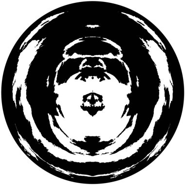 Grunge Yuvarlak Elementi. Yaratıcı Grafik Tasarımı İçin Soyut Çember Boyama. Tehlike Doku Arkaplanı. Bir Kaleydoskop 'un geometrik elementlerine sahip bir halka biçiminde arkaplan