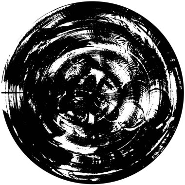 Grunge Yuvarlak Elementi. Yaratıcı Grafik Tasarımı İçin Soyut Çember Boyama. Tehlike Doku Arkaplanı. Bir Kaleydoskop 'un geometrik elementlerine sahip bir halka biçiminde arkaplan