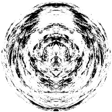 Grunge Yuvarlak Elementi. Yaratıcı Grafik Tasarımı İçin Soyut Çember Boyama. Tehlike Doku Arkaplanı. Bir Kaleydoskop 'un geometrik elementlerine sahip bir halka biçiminde arkaplan