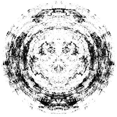 Grunge Yuvarlak Elementi. Yaratıcı Grafik Tasarımı İçin Soyut Çember Boyama. Tehlike Doku Arkaplanı. Bir Kaleydoskop 'un geometrik elementlerine sahip bir halka biçiminde arkaplan