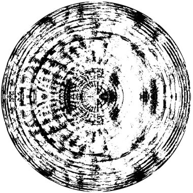 Grunge Yuvarlak Elementi. Yaratıcı Grafik Tasarımı İçin Soyut Çember Boyama. Tehlike Doku Arkaplanı. Bir Kaleydoskop 'un geometrik elementlerine sahip bir halka biçiminde arkaplan