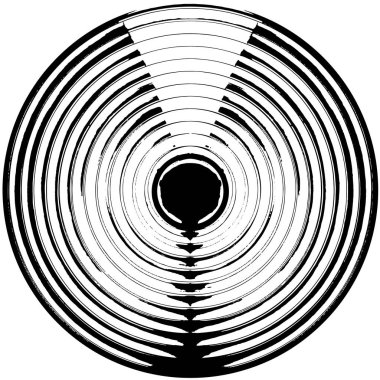 Grunge Yuvarlak Elementi. Yaratıcı Grafik Tasarımı İçin Soyut Çember Boyama. Tehlike Doku Arkaplanı. Bir Kaleydoskop 'un geometrik elementlerine sahip bir halka biçiminde arkaplan