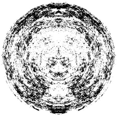 Grunge Yuvarlak Elementi. Yaratıcı Grafik Tasarımı İçin Soyut Çember Boyama. Tehlike Doku Arkaplanı. Bir Kaleydoskop 'un geometrik elementlerine sahip bir halka biçiminde arkaplan