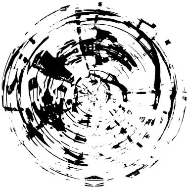 Grunge Yuvarlak Elementi. Yaratıcı Grafik Tasarımı İçin Soyut Çember Boyama. Tehlike Doku Arkaplanı. Bir Kaleydoskop 'un geometrik elementlerine sahip bir halka biçiminde arkaplan