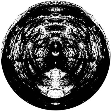 Grunge Yuvarlak Elementi. Yaratıcı Grafik Tasarımı İçin Soyut Çember Boyama. Tehlike Doku Arkaplanı. Bir Kaleydoskop 'un geometrik elementlerine sahip bir halka biçiminde arkaplan