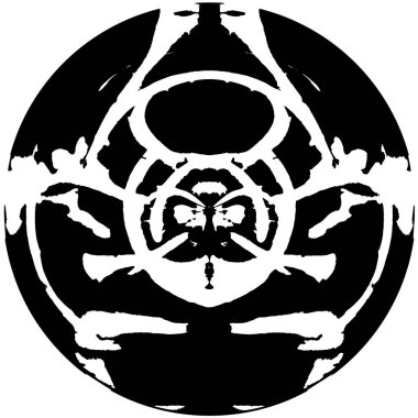 Grunge Yuvarlak Elementi. Yaratıcı Grafik Tasarımı İçin Soyut Çember Boyama. Tehlike Doku Arkaplanı. Bir Kaleydoskop 'un geometrik elementlerine sahip bir halka biçiminde arkaplan