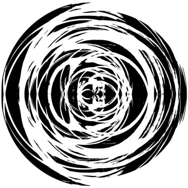 Grunge Yuvarlak Elementi. Yaratıcı Grafik Tasarımı İçin Soyut Çember Boyama. Tehlike Doku Arkaplanı. Bir Kaleydoskop 'un geometrik elementlerine sahip bir halka biçiminde arkaplan