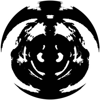 Grunge Yuvarlak Elementi. Yaratıcı Grafik Tasarımı İçin Soyut Çember Boyama. Tehlike Doku Arkaplanı. Bir Kaleydoskop 'un geometrik elementlerine sahip bir halka biçiminde arkaplan