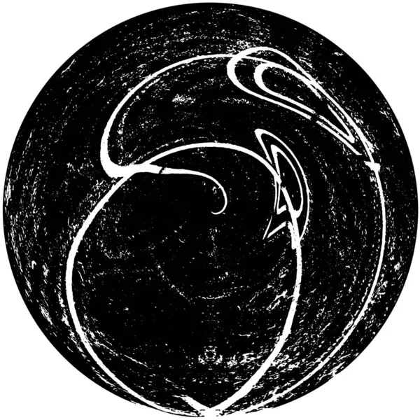 Grunge Element 创意平面设计中的抽象圆形绘画 困难的纹理背景 具有万花筒几何元件的圆环形状的背景 — 图库矢量图片