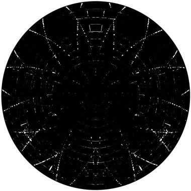 Beyaz arkaplanda soyut siyah yuvarlak şekil damgası. Web için grafik tasarım ögesi, kurumsal kimlik, kartlar, baskılar vs. Vektör illüstrasyonu