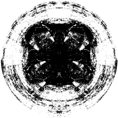 Beyaz arkaplanda soyut siyah yuvarlak şekil damgası. Web için grafik tasarım ögesi, kurumsal kimlik, kartlar, baskılar vs. Vektör illüstrasyonu