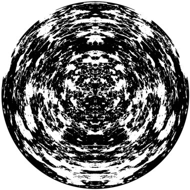 Beyaz arkaplanda soyut siyah yuvarlak şekil damgası. Web için grafik tasarım ögesi, kurumsal kimlik, kartlar, baskılar vs. Vektör illüstrasyonu