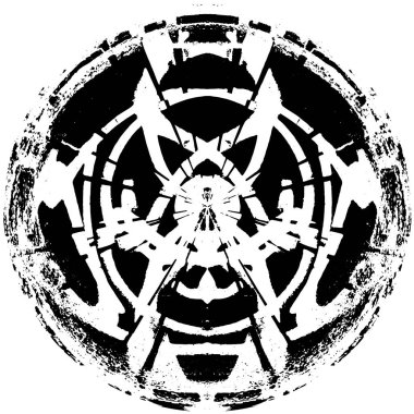 Beyaz arkaplanda soyut siyah yuvarlak şekil damgası, vektör illüstrasyonu