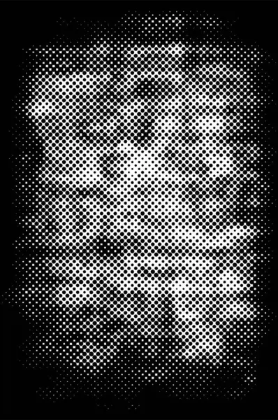 Abstrakt Grunge Grid Polka Dot Halvton Bakgrund Mönster Spottade Svart — Stock vektor