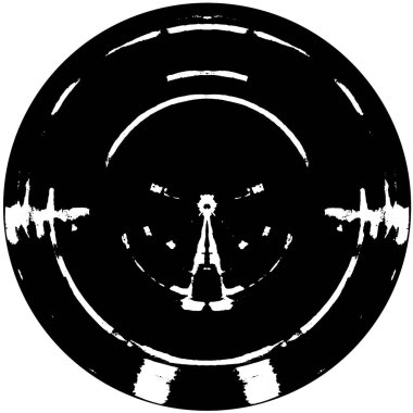 Beyaz arkaplanda siyah yuvarlak şekil damgası, soyut grunge dokusu, vektör illüstrasyonu