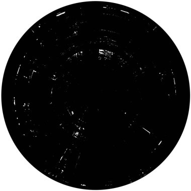 Beyaz arkaplanda siyah yuvarlak şekil damgası, soyut grunge dokusu, vektör illüstrasyonu