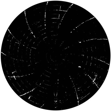 Beyaz arkaplanda siyah yuvarlak şekil damgası, soyut grunge dokusu, vektör illüstrasyonu