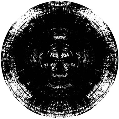 Beyaz arkaplanda siyah yuvarlak şekil damgası, soyut grunge dokusu, vektör illüstrasyonu