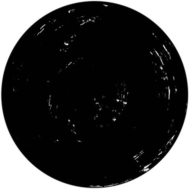 Beyaz arkaplanda siyah yuvarlak şekil damgası, soyut grunge dokusu, vektör illüstrasyonu