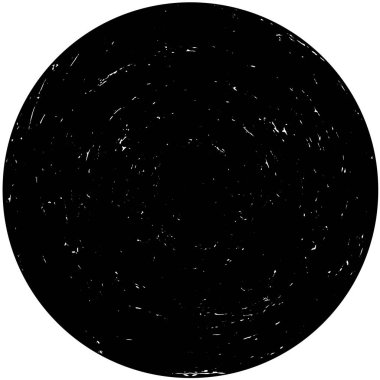 Beyaz arkaplanda siyah yuvarlak şekil damgası, soyut grunge dokusu, vektör illüstrasyonu