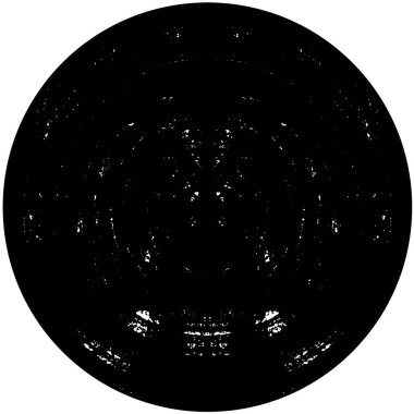 Beyaz arkaplanda siyah yuvarlak şekil damgası, soyut grunge dokusu, vektör illüstrasyonu