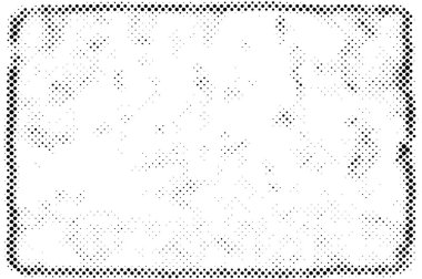 Soyut grunge ızgarası polka nokta yarım ton arkaplan deseni. Benekli siyah beyaz çizgi çizimi
