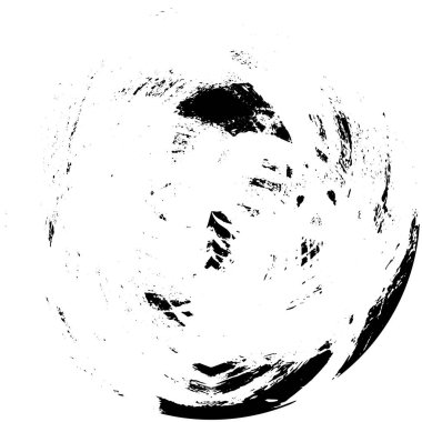 Beyaz arkaplanda soyut siyah yuvarlak şekil damgası. Web için grafik tasarım ögesi, kurumsal kimlik, kartlar, baskılar vs. Vektör illüstrasyonu