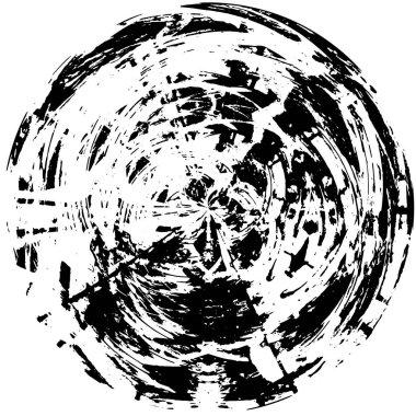 Beyaz arkaplanda soyut siyah yuvarlak şekil damgası. Web için grafik tasarım ögesi, kurumsal kimlik, kartlar, baskılar vs. Vektör illüstrasyonu