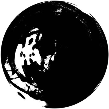 Beyaz arkaplanda soyut siyah yuvarlak şekil damgası. Web için grafik tasarım ögesi, kurumsal kimlik, kartlar, baskılar vs. Vektör illüstrasyonu