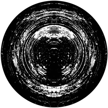 Beyaz arkaplanda soyut siyah yuvarlak şekil damgası. Web için grafik tasarım ögesi, kurumsal kimlik, kartlar, baskılar vs. Vektör illüstrasyonu