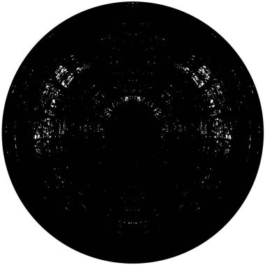 Beyaz arkaplanda soyut siyah yuvarlak şekil damgası. Web için grafik tasarım ögesi, kurumsal kimlik, kartlar, baskılar vs. Vektör illüstrasyonu