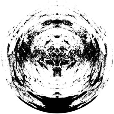 Beyaz arkaplanda soyut siyah yuvarlak şekil damgası. Web için grafik tasarım ögesi, kurumsal kimlik, kartlar, baskılar vs. Vektör illüstrasyonu