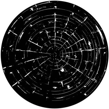 Beyaz arkaplanda soyut siyah yuvarlak şekil damgası. Web için grafik tasarım ögesi, kurumsal kimlik, kartlar, baskılar vs. Vektör illüstrasyonu