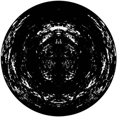 Beyaz arkaplanda soyut siyah yuvarlak şekil damgası. Web için grafik tasarım ögesi, kurumsal kimlik, kartlar, baskılar vs. Vektör illüstrasyonu