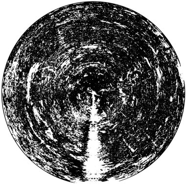 Beyaz arkaplanda soyut siyah yuvarlak şekil damgası. Web için grafik tasarım ögesi, kurumsal kimlik, kartlar, baskılar vs. Vektör illüstrasyonu