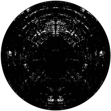 Beyaz arkaplanda soyut siyah yuvarlak şekil damgası. Web için grafik tasarım ögesi, kurumsal kimlik, kartlar, baskılar vs. Vektör illüstrasyonu