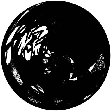 Beyaz arkaplanda soyut siyah yuvarlak şekil damgası. Web için grafik tasarım ögesi, kurumsal kimlik, kartlar, baskılar vs. Vektör illüstrasyonu