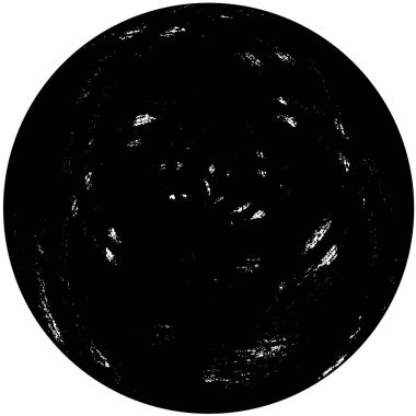 Beyaz arkaplanda soyut siyah yuvarlak şekil damgası. Web için grafik tasarım ögesi, kurumsal kimlik, kartlar, baskılar vs. Vektör illüstrasyonu