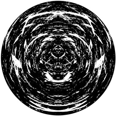 Beyaz arkaplanda soyut siyah yuvarlak şekil damgası. Web için grafik tasarım ögesi, kurumsal kimlik, kartlar, baskılar vs. Vektör illüstrasyonu