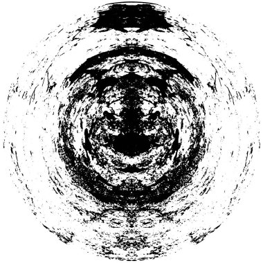 Beyaz arkaplanda soyut siyah yuvarlak şekil damgası. Web için grafik tasarım ögesi, kurumsal kimlik, kartlar, baskılar vs. Vektör illüstrasyonu