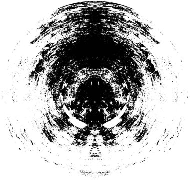 Beyaz arkaplanda soyut siyah yuvarlak şekil damgası. Web için grafik tasarım ögesi, kurumsal kimlik, kartlar, baskılar vs. Vektör illüstrasyonu