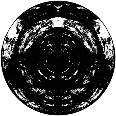 Beyaz arkaplanda soyut siyah yuvarlak şekil damgası. Web için grafik tasarım ögesi, kurumsal kimlik, kartlar, baskılar vs. Vektör illüstrasyonu