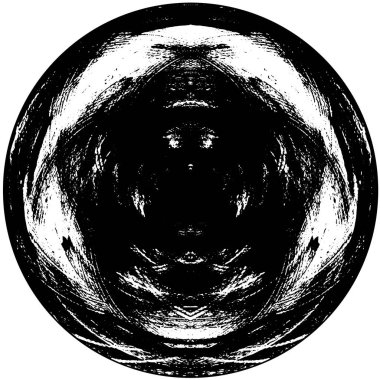 Beyaz arkaplanda soyut siyah yuvarlak şekil damgası. Web için grafik tasarım ögesi, kurumsal kimlik, kartlar, baskılar vs. Vektör illüstrasyonu