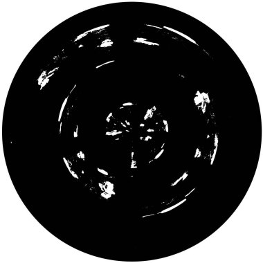 Beyaz arkaplanda soyut siyah yuvarlak şekil damgası. Web için grafik tasarım ögesi, kurumsal kimlik, kartlar, baskılar vs. Vektör illüstrasyonu