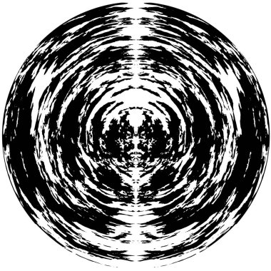 Beyaz arkaplanda soyut siyah yuvarlak şekil damgası. Web için grafik tasarım ögesi, kurumsal kimlik, kartlar, baskılar vs. Vektör illüstrasyonu