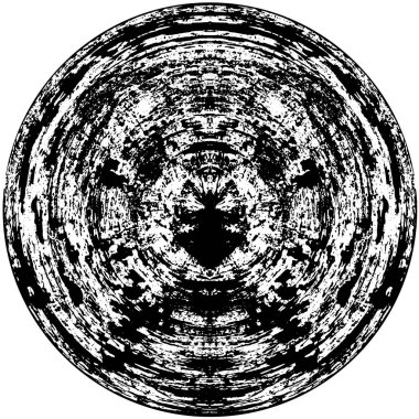 Beyaz arkaplanda soyut siyah yuvarlak şekil damgası. Web için grafik tasarım ögesi, kurumsal kimlik, kartlar, baskılar vs. Vektör illüstrasyonu